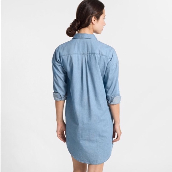 NWOT Everlane Long Sleeve Denim Shirt Dress Lt Med - Picture 4 of 8